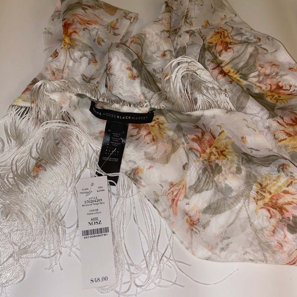 White House Black Market light floral scarf never used